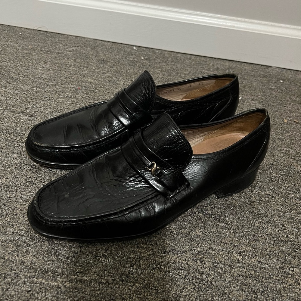 Freeman Black Leather Dress Shoes Size 10 US